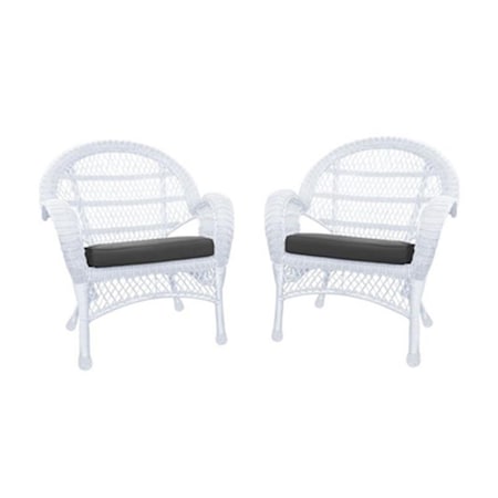 Jeco W00209-C-4-FS017-CS White Wicker Chair with Black Cushion, 4PK W00209-C_4-FS017-CS